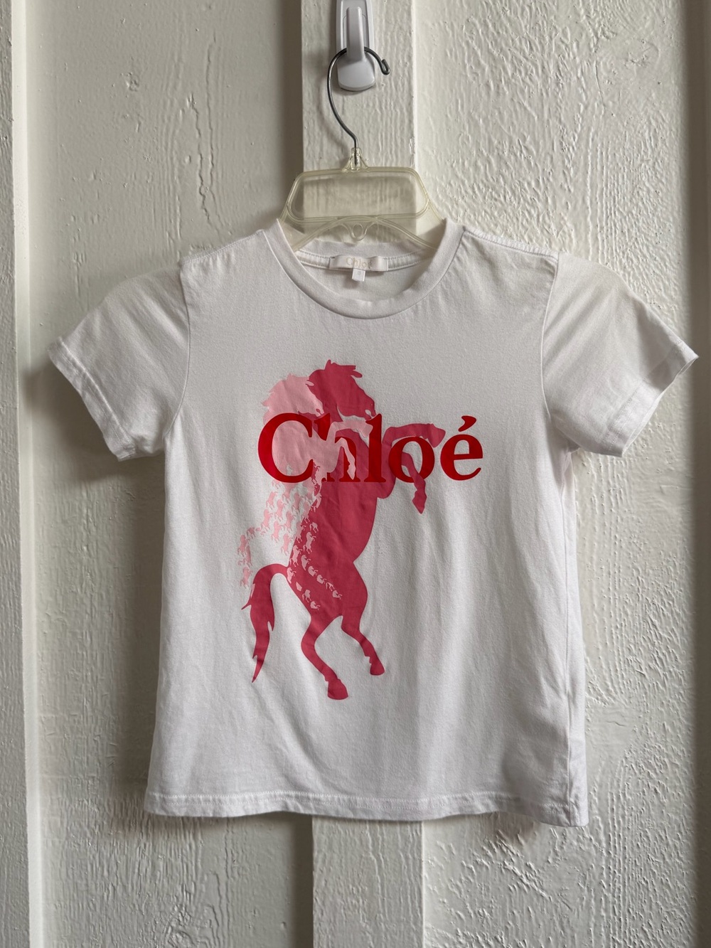 Chloé White Horse Graphic T-Shirt - girls 8